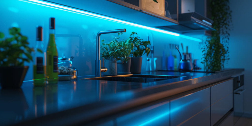 Расчет и монтаж светодиодной ленты для кухни