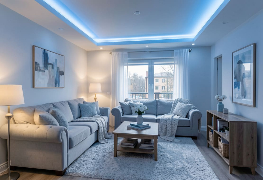 Преимущества подсветки потолка светодиодной лентой Преимущества подсветки потолка светодиодной лентой