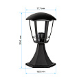 11-168 Светильник садово-парковый, столб малый,  «Валенсия 1», Е27х60Вт, 6-ти гранный, пластик, черный, прозрачный поликарбонат, 177х169х290мм, НТУ 07-60-003 У1.