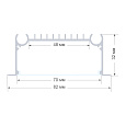 08-29 Профиль алюминиевый для светодиодной ленты, анод., П-образный , врезной, серебро, 82х32мм, 2м, шир. ленты до 48мм, индивидуальная упаковка (рассеиватель матовый, заглушки - 2шт.).