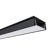 08-01-ЧБ Профиль алюминиевый для светодиодной ленты, анод., П-образный , накладной, черный, 15,2х6мм, 2м, шир. ленты до 10мм, индивид. упаковка (рассеиватель белый матовый,, заглушки - 2шт, крепеж - 4шт).