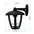 11-165 Светильник садово-парковый, настенный вниз, «Дели 3», Е27х60Вт, 6-ти гранный, пластик, черный, прозрачный поликарбонат, 177х192х223мм, НБУ 07-60-004 У1.