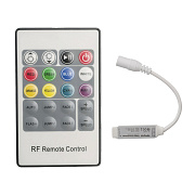 04-18 Мини-контроллер RGB 12/24В, 72/144Вт, 3 канала*2 А, RF, пульт кнопочный, РФ,  размер 50*13*4мм