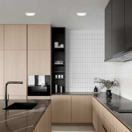 06-167 Панель светодиодная встраиваемая, 3 ССT, 15Вт, 230В/50Гц, 1200лм, 3000-4000-6500К, IP44, 145х145х26мм, квадрат, белый, посадочное отверстие Ø 120-135мм