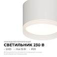 16-126 Светильник потолочный, накладной Nimbus под светодиодную лампу, 230В/50Гц, GX 53, max 15Вт, IP20, Ø83х60, белый, алюм.+ акрил, лампа в комплект не входит