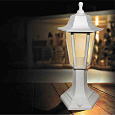 11-97 НТУ 06-60-001 ОСКАР1 БЕЛ Светильник-фонарь напольный белый 6-гранный прозрачное стекло