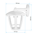 11-166 Светильник садово-парковый, настенный вниз, «Дели 3», Е27х60Вт, 6-ти гранный, пластик, белый, прозрачный поликарбонат, 177х192х223мм, НБУ 07-60-004 У1.