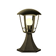 11-168 Светильник садово-парковый, столб малый,  «Валенсия 1», Е27х60Вт, 6-ти гранный, пластик, черный, прозрачный поликарбонат, 177х169х290мм, НТУ 07-60-003 У1.
