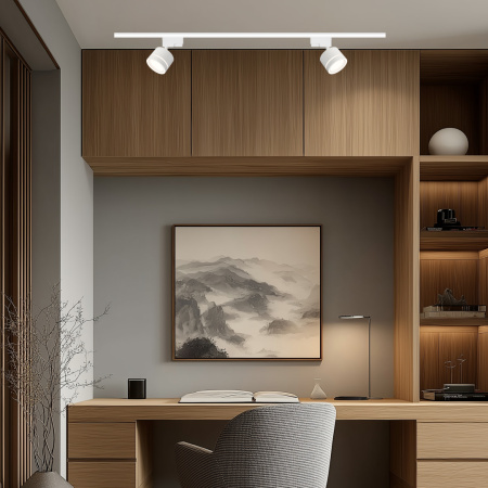 R45-07 Шинопровод однофазный, накладной/подвесной, 230В/50Гц, IP20, 2000х34х20мм, белый, алюминий, в комплекте крепёж, токоввод, заглушка