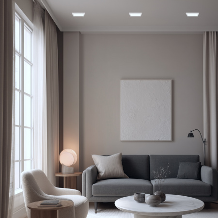 06-61 Светодиодная панель встраиваемая квадр. 220В, 24Вт, CRI:80Ra, 1920Лм, 220*220/208*208 мм, алюминиевый корпус, встроенный изолированный драйвер, 6500K