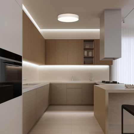 18-151 Светильник светодиодный накладной, MIN, 12Вт, 230В/50Гц, 1080лм, 4000К, IP20, ø130х35мм, белы