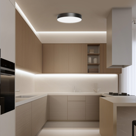 18-161 Светильник светодиодный накладной, MIN, 24Вт, 230В/50Гц, 2160лм, 4000К, IP20, ø230х35мм, чёрн