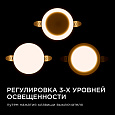 06-100 Панель светодиодная встраиваемая безрамочная FLP, 9Вт (6Вт+3Вт), 230В/50Гц, 770Лм, 2700К, IP20, Ø90х21мм, круг, 3 режима свечения, регулировка под посадочное отверстие Ø55-75мм, ал. корпус
