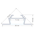 08-07 Профиль алюминиевый для светодиодной ленты, анод., угловой, накладной, серебро, 28,5х10,4мм, 1м, шир. ленты до 10мм, индивидуальная упаковка (рассеиватель белый матовый, заглушки - 2шт.).