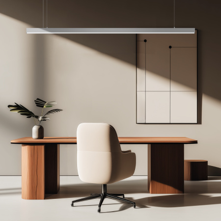 30-40 Светильник линейный, подвесной, светодиодный 60Вт, 230В/50Гц, 4500лм, 4000К, IP40, серебряный, 1480х40х40мм, алюминий