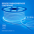 17-24 Светодиодный неон, двусторонний, 220В, 6Вт/м, 2835, 120д/м, IP65, 8*16мм, 50м, синий