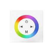 04-09 Контроллер RGB 12/24В,144/288Вт, встраиваемый с БЕЛОЙ многоцветной сенс. панелью, 86*86*28 мм