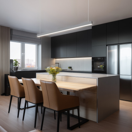 30-40 Светильник линейный, подвесной, светодиодный 60Вт, 230В/50Гц, 4500лм, 4000К, IP40, серебряный, 1480х40х40мм, алюминий