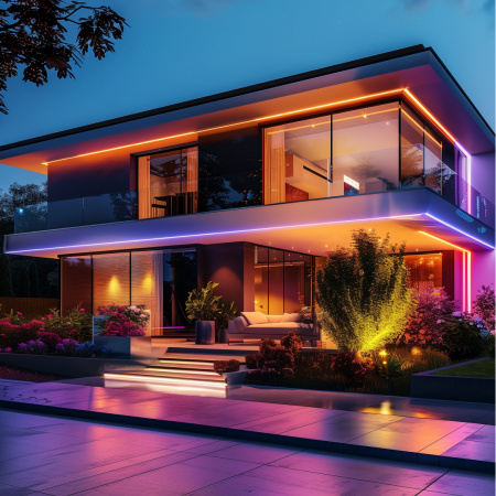 10-146 Комплект светодиодной ленты 220В 12Вт/м, RGB, SMD5050, 60д/м, 16х8мм, 5м, IP65, с аксесcуарами (контроллер - 1шт, заглушка - 1шт, крепеж - 5шт)