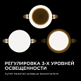 06-101 Панель светодиодная встраиваемая безрамочная FLP, 9Вт (6Вт+3Вт), 230В/50Гц, 770Лм, 4000К, IP20, Ø90х21мм, круг, 3 режима свечения, регулировка под посадочное отверстие Ø55-75мм, ал. корпус