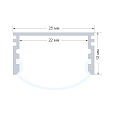 08-13 Профиль алюминиевый для светодиодной ленты, анод., П-образный , накладной, серебро, 25х12мм, 1м, шир. ленты до 20мм, индивидуальная упаковка (рассеиватель белый матовый, заглушки - 2шт.).