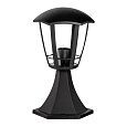 11-168 Светильник садово-парковый, столб малый,  «Валенсия 1», Е27х60Вт, 6-ти гранный, пластик, черный, прозрачный поликарбонат, 177х169х290мм, НТУ 07-60-003 У1.